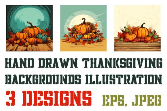 Download Hand Drawn Thanksgiving Backgrounds Set - Premium Resources