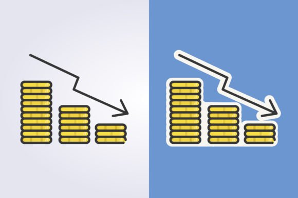 Download Declining Coin Bar Chart with Stack Coin - Premium Resources