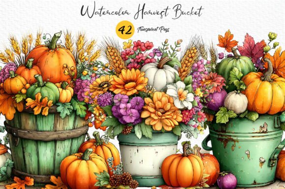 Download Watercolor Harvest Bucket PNG Clipart - Harvest Collection
