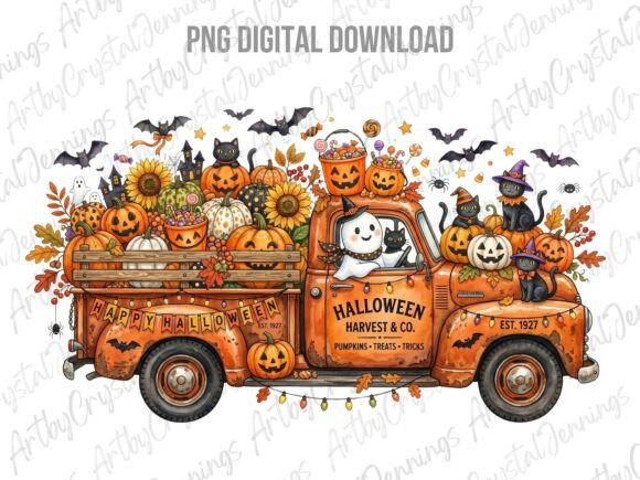 Download Fall Halloween Ghost Harvest Truck PNG - Harvest Collection