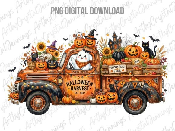 Download Halloween Ghost Harvest Truck PNG - Harvest Collection