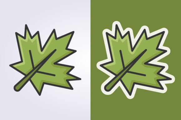 Download Colored Line Art Maple Leaf Icon Vector - Premium Resources