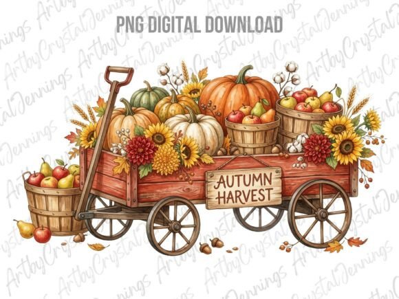 Download Rustic Fall Autumn Harvest Wagon PNG - Harvest Collection