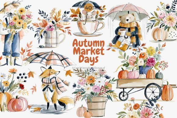 Download Autumn Harvest Watercolor Clipart Set - Harvest Collection