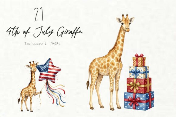 Download Watercolor 4th of July Giraffe Clipart - Giraffe Collection