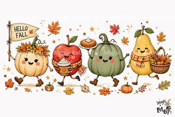 Download Cute Fall Harvest Friends PNG - Harvest Collection