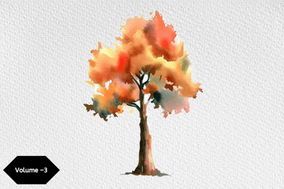 Download Watercolor Autumn Tree Clipart Volume –3 - Premium Bundle